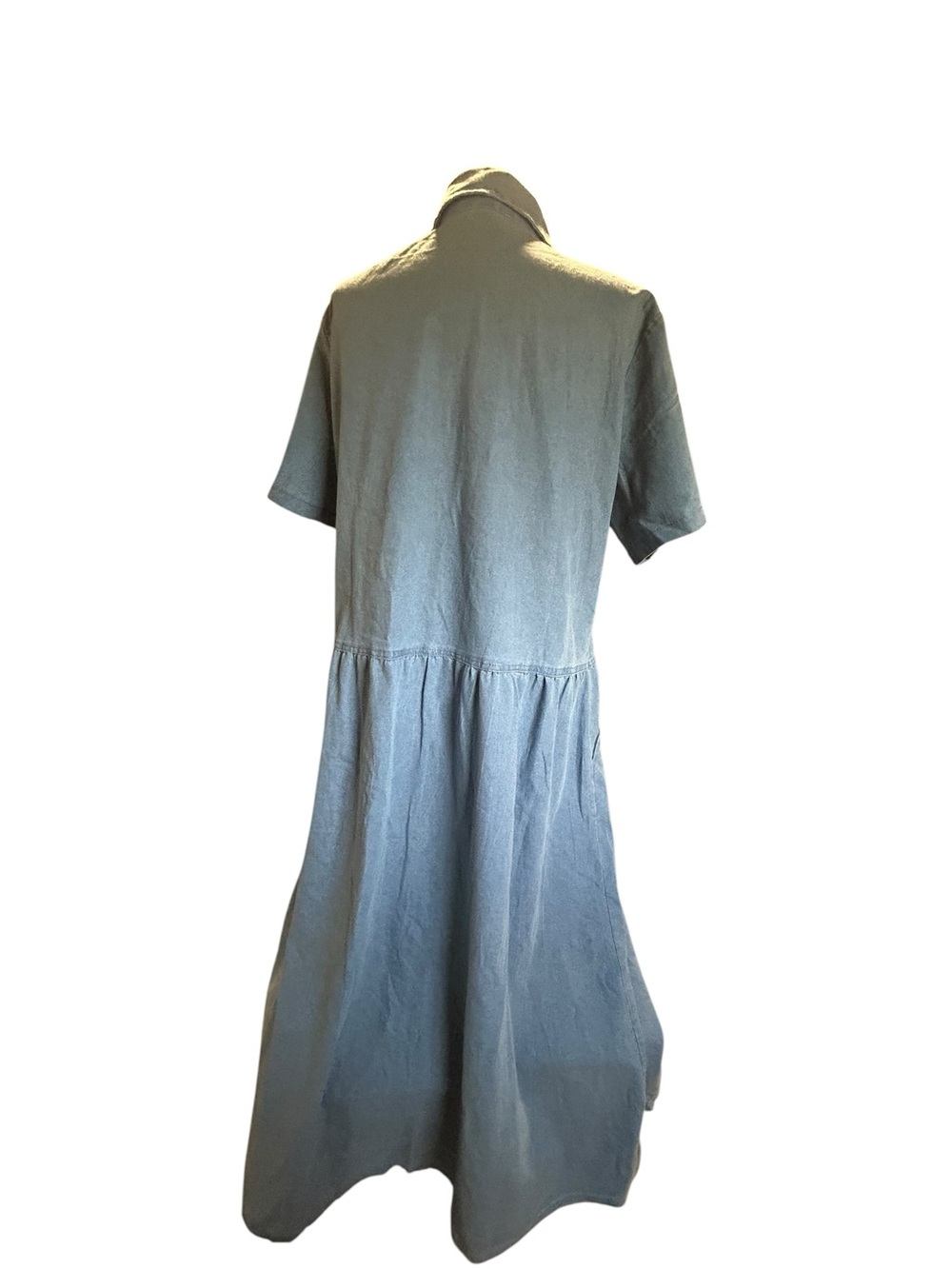 Button-Front Utcoco Denim Dress in Washed Blue NWT - Picture 3 of 6